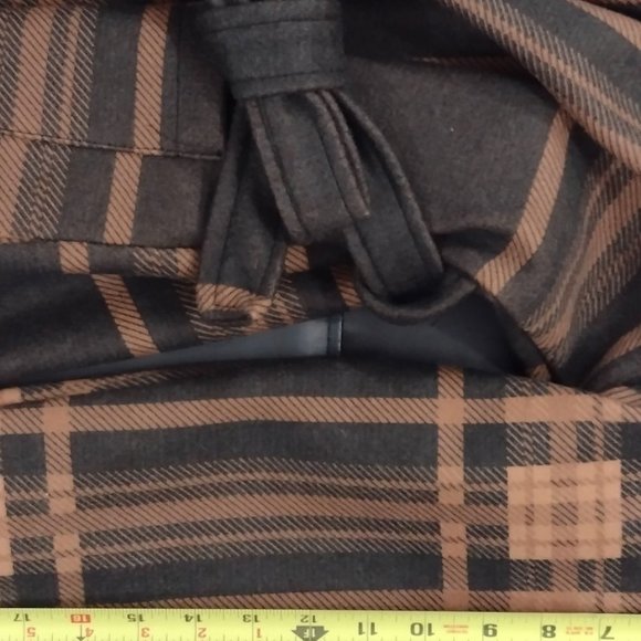 Plaid Coat Check Lagenlook Pattern Longline Belted Checked NWT Brown and Black - Picture 7 of 8